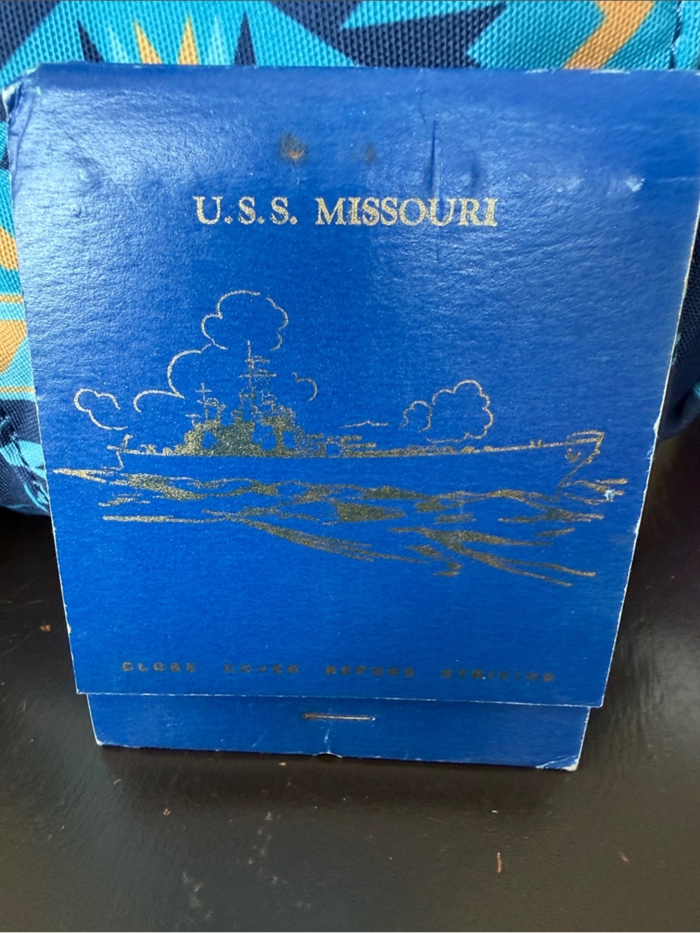 USS Missouri Souvenir Matchbook with Navy Sailor Illustration